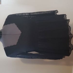 torrid Long Sleeve Black Lace Babydoll Top